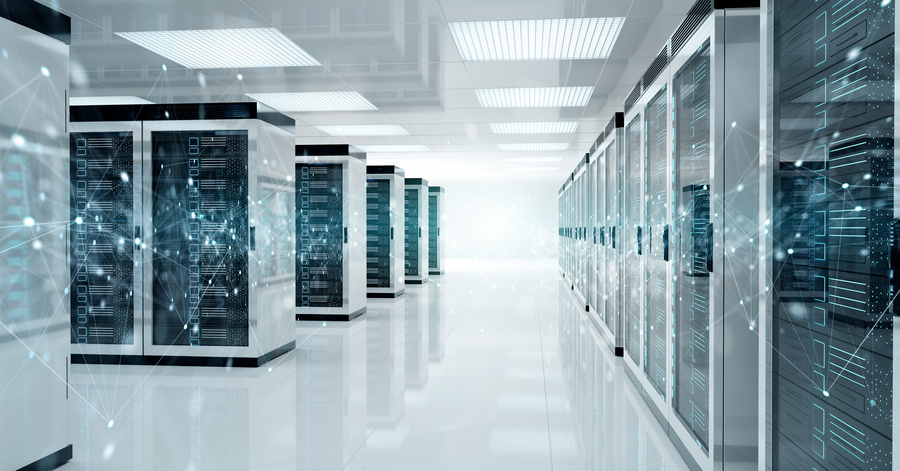 A room with rows of servers